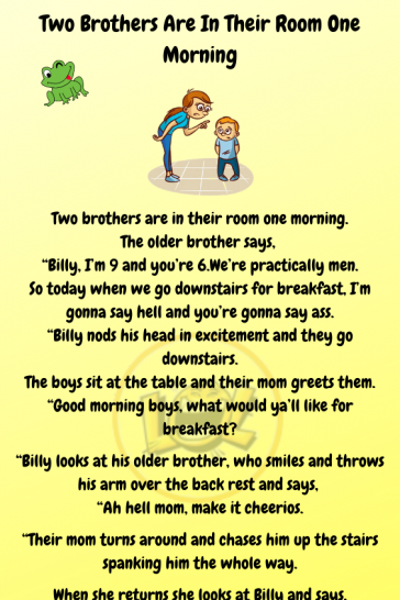 Two brothers are in their room one morning