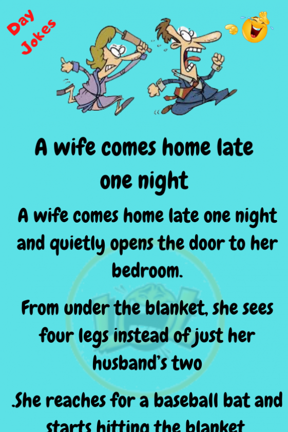 A wife comes home late one night - Day Jokes